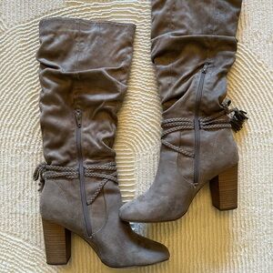 Candies taupe Knee High Boots